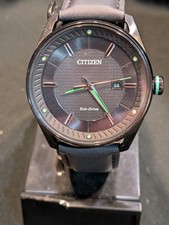 Citizen Men's Eco-Drive Black/Green Stainless Steel 42mm Watch BM6985-55E