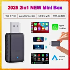 2-in-1 Wireless CarPlay Android Auto Adapter Plug & Play USB for iPhone Android