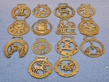 Antique/Vintage Horse Brasses Bundle x14 ~ Commemorative, Zodiac, Trade & Rural