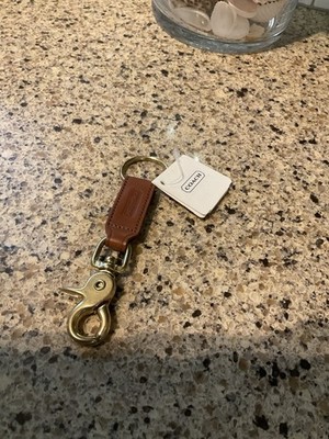 Vintage Coach Trigger Snap Key Fob Keychain Brown Leather FS 7212C