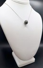 Vintage Green Pave Rhinestone Ball Pendant Necklace Silver Tone 18” Chain — photo 2