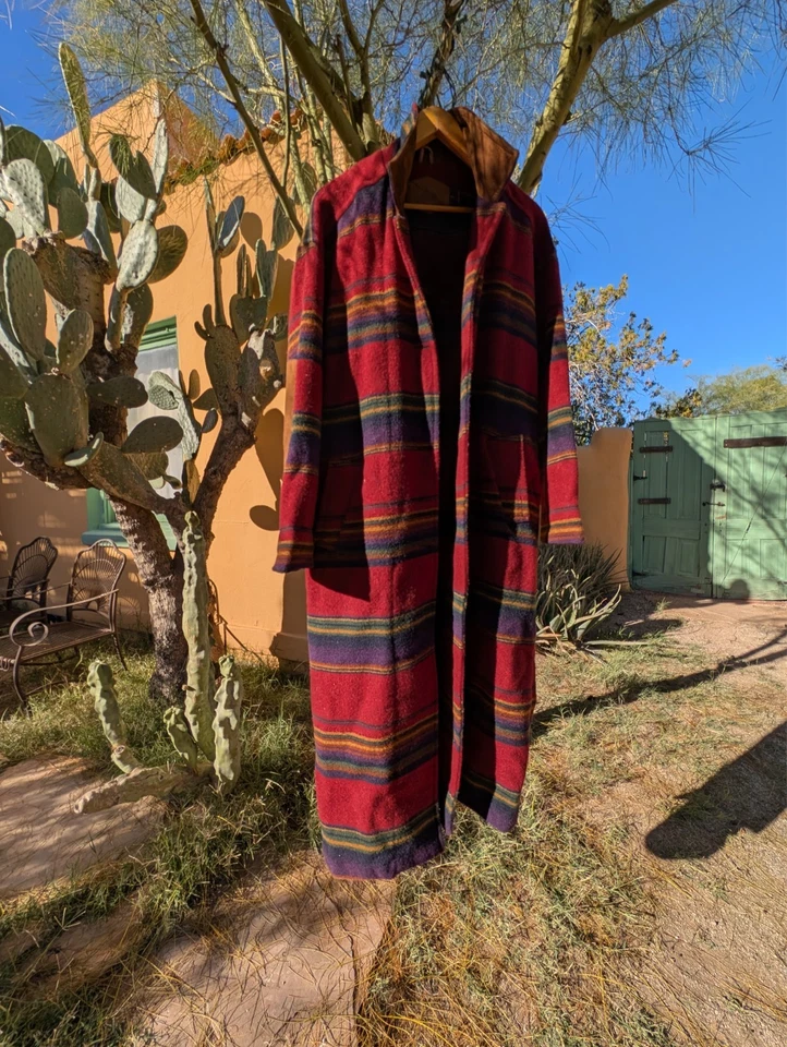 ABRIGO MANTA VINTAGE 1970 LANA WOOLRICH RAYAS LARGAS SUROESTE TALLA XL Foto 4 de 4