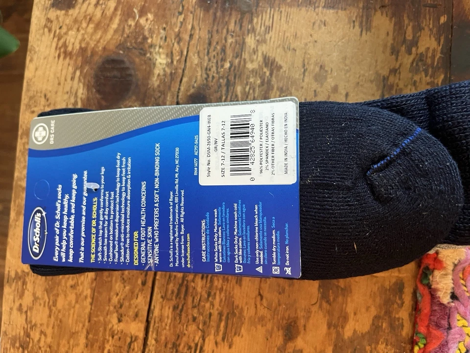 Nuevo Calcetín Dr Scholl’s Hombre Diabetes & Circulatory Crew Negro Gris Talla 7-12 4 PARES Foto 3 de 4