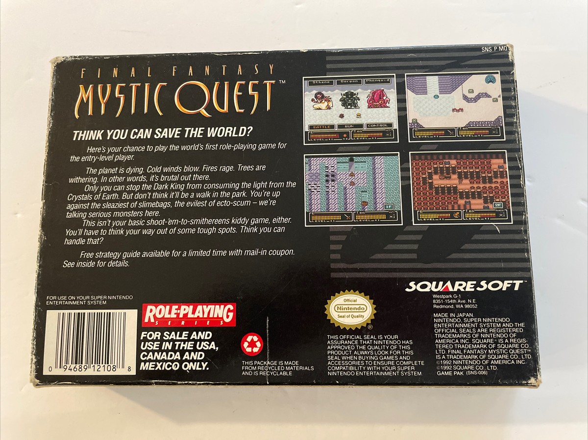 Super Nintendo Game Final Fantasy Mystic Quest with Box and