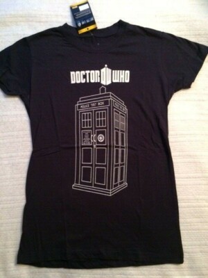 Doctor Who Tardis Navy Blue Girls JUNIORS T-shirt NEW Unworn 