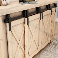 2.5FT-8FT Mini Bypass Sliding Barn Door Hardware Kit for Cabinet Closet Door