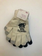 NEW So Frenchie Dog Girls Size 10 Knit Gloves 3 Pair Touch Screen Compatible