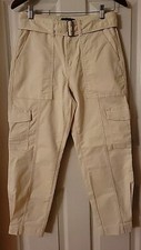 Banana Republic Women's Cargo Pants Cream Size 2 Tapered