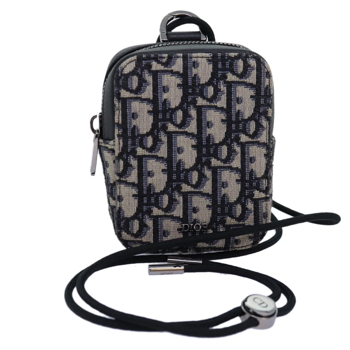 Pochette bandoulière toile Christian Dior trotteur bleu marine authentique 73394A