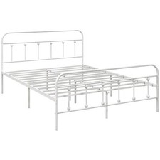 Metal Bed Frame Furniture Double Minimalistic Home Bedroom Sleeping Bed White