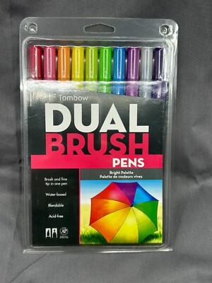 NEW - Tombow Dual Brush Pens Bright Palette Set of 10 - 56185