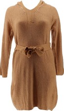 Skinnygirl Carly Sweater Knit Belted Dress Hood TAN S NWOT (605)
