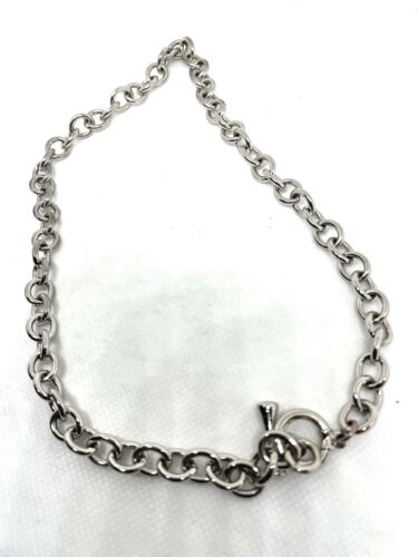 Silver Tone Dog Collar Style Necklace Stainless Steel Unisex Edgy Trendy - Picture 1 of 4