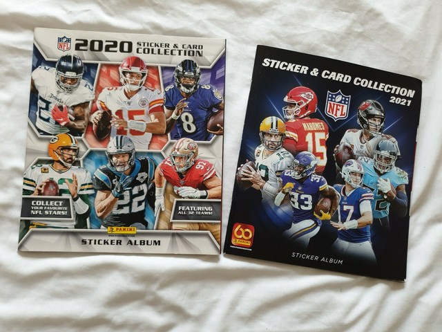 Panini NFL Sticker Collection 2020 & 2021 Album 6 stickers & foldout box Panini NFL Sticker Collection 2020 & 2021 Album 6 stickers & foldout box