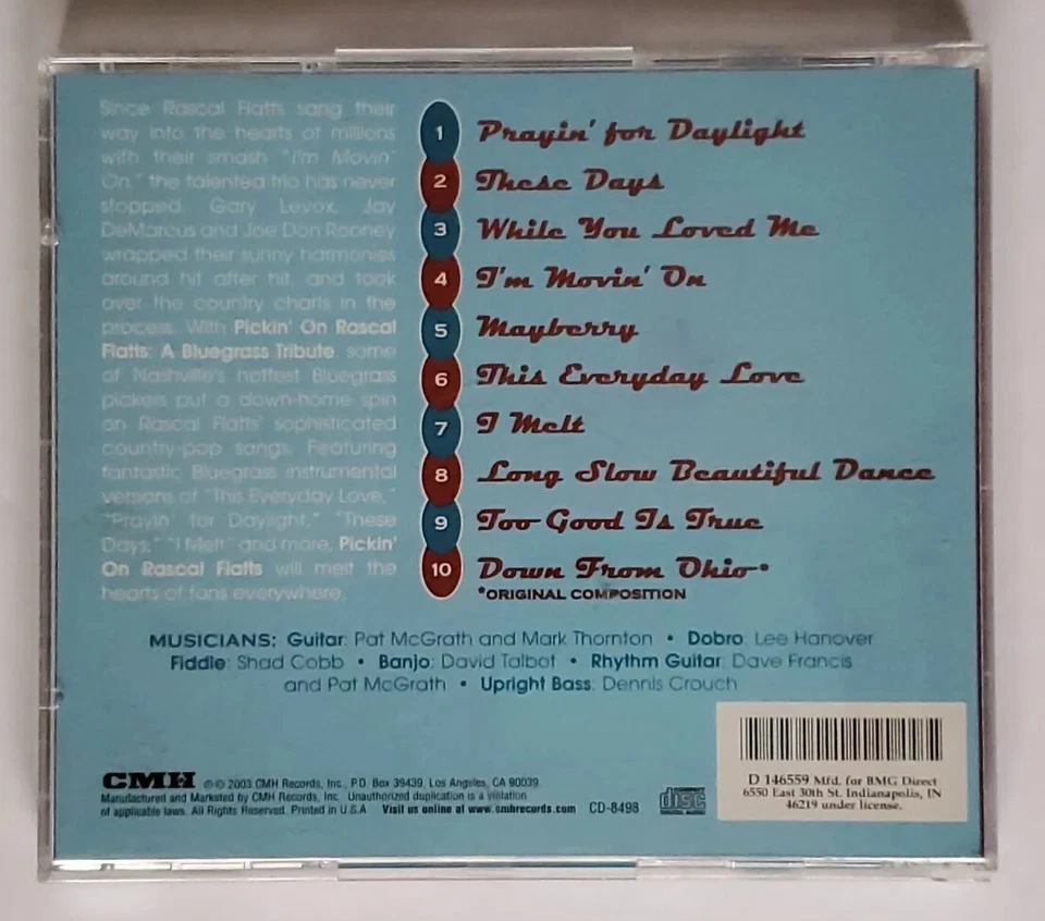 Rascal Flatts CD Audio Music Pickin' On A Blugrass Tribute 2003 Album - Image 3 of 4