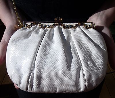 Judith Leiber Karung Clutch Gem Cabochon Ivory Shoulder Bag  display picture 2