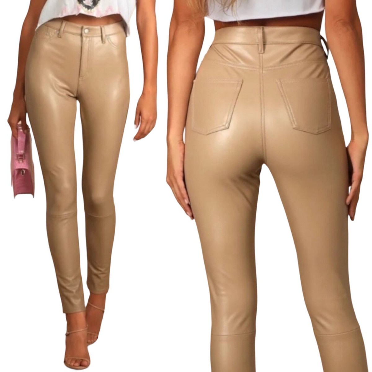 7 For All Mankind Vegan Leather Pants Skinny Leg Pockets