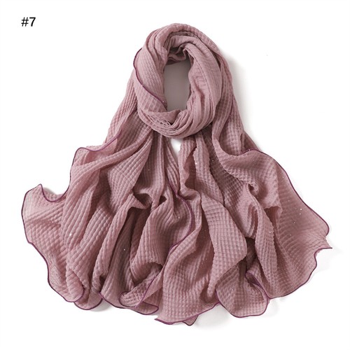 Muslim Women Crinkle Long Scarf Solid Color Shawl Head Wrap Islamic Headscarf - Picture 27 of 32