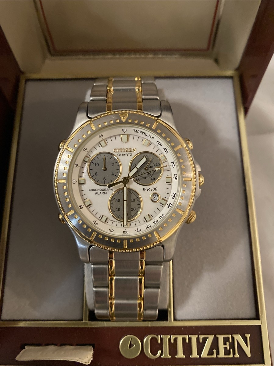 Vintage Men's Citizen Quartz Chronograph Watch 3510-352521 w/Box