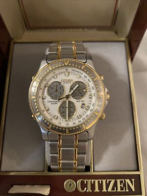 Vintage Men's Citizen Quartz Chronograph Watch 3510-352521 w/Box