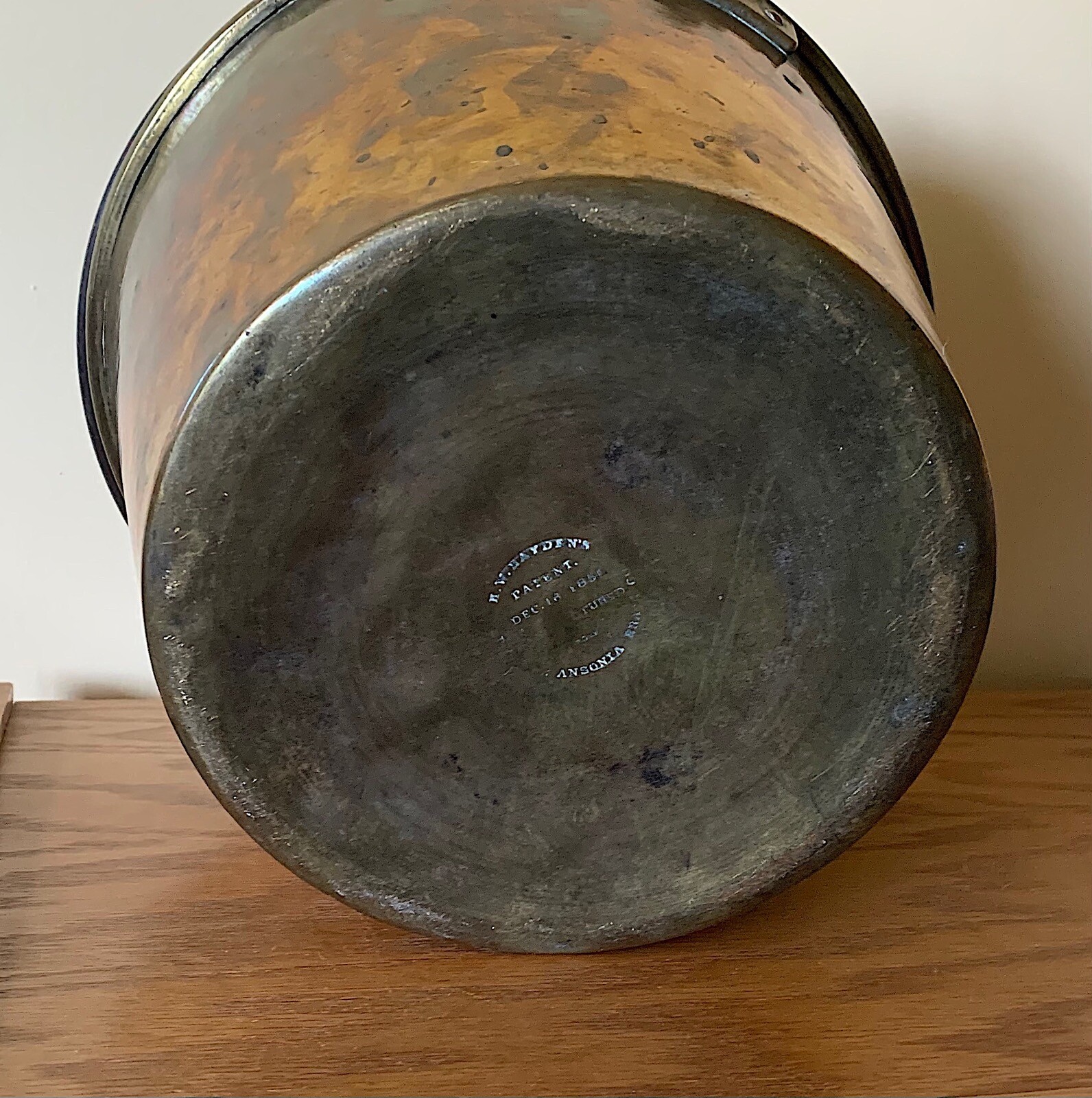 Antique Brass Copper Bucket Hayden's Ansonia Brass Bucket 1851 Spun