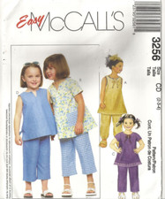 MCCALLS 3256 GIRL'S SIZE 2-4 TOPS PANTS IN TWO LENGTHS SEWING PATTERN 2001