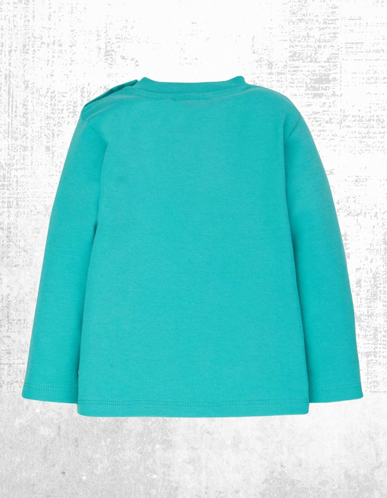 Ex Frugi Boy's Tractor Adventure Applique Top in Teal Penguin image 3