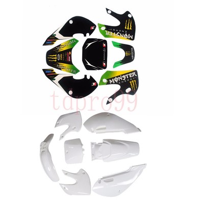 Plastics Fender Kit& Decals Graphics Suit Kawasaki KX65 KLX110 and Suzuki DRZ110