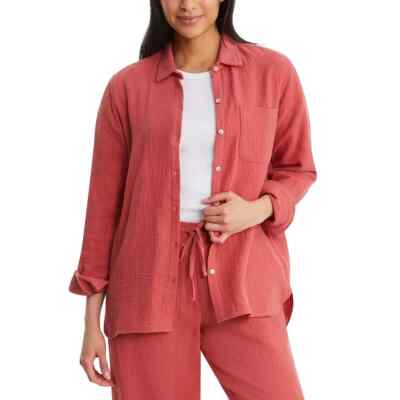 #ad Jessica Simpson Women’s Gauze Button Front Shirt Long Sleeve Cotton New with Tag $15.99