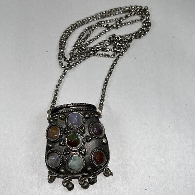gemstone trinket necklace - silver gemstone trinket necklace - silver
