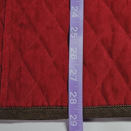 Orvis Deep Red Quilted & Corduroy Lined Adjustable Waist Snap Front Barn Coat - Picture 11 of 16