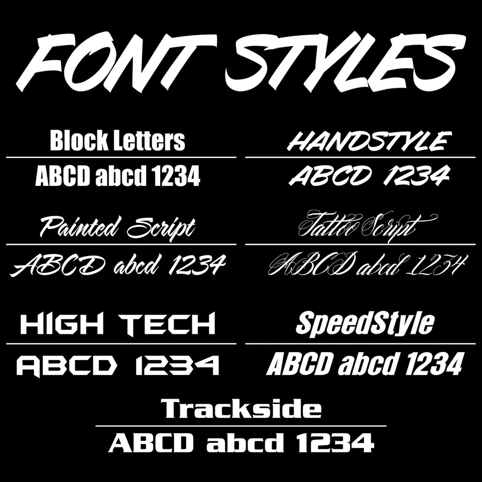 48" PERSONALIZADO VINILO PARABRISAS BANNER Letras Calcomanía Nombre Adhesivo Ventana Tatuaje Foto 2 de 2