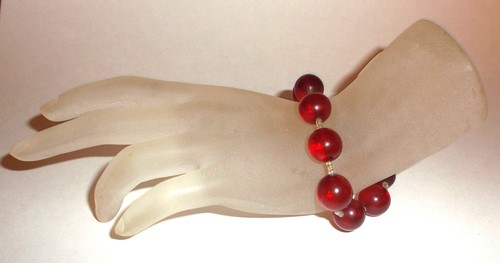 Bracelets lot of 2 red gold beads stretch and ruby red clasp - Picture 7 of 7