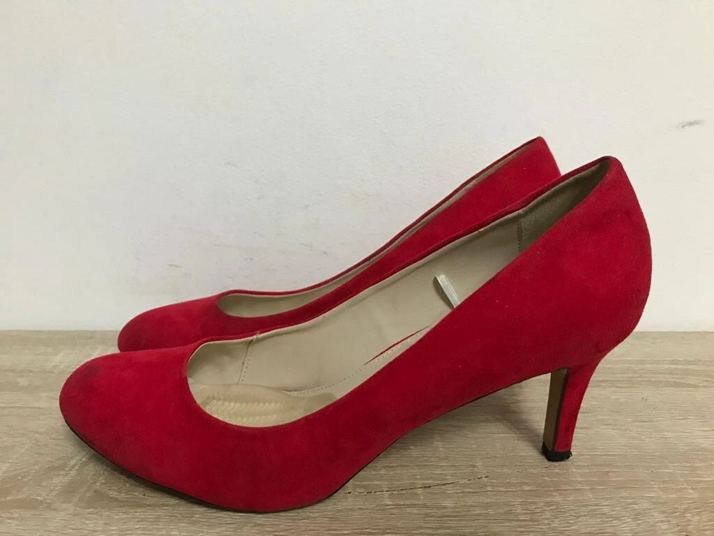 THE COLLECTION DE BENHAMS RED WOMEN S SUEDE KITTEN HEELS SHOES UK SIZE 8 EUR 41