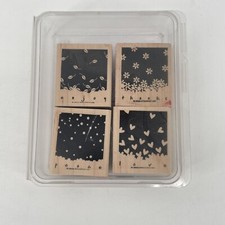 Stampin Up Gently Falling Set Of 4 Wood Rubber Stamps Block Stamps USA