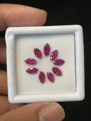 Natural Ruby Marquise Faceted Gemstones Small Lot of 9 Pieces - Picture 4 of 4
