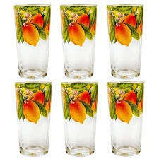 [SET OF 6] Lemon GLASSES Juice Highball Drinking Glasses Set 6x 8 fl oz