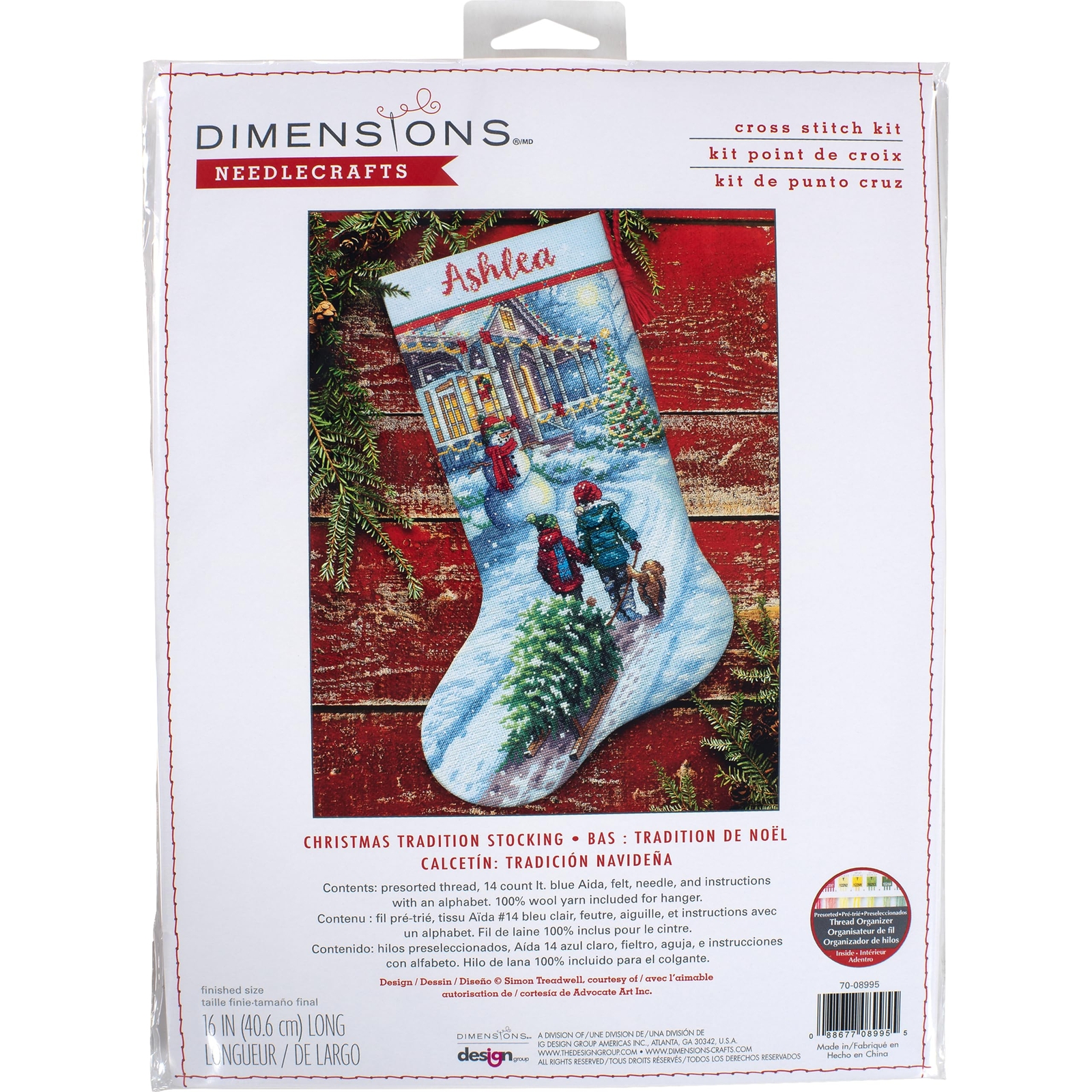 70-08995 Holiday Tradition DIY Personalizable Christmas Cross Stitch Stocking...