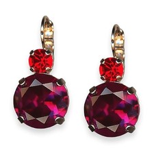 Earrings By Mariana Woman Stunning Fuchsia and Siam Swarovski Crystals