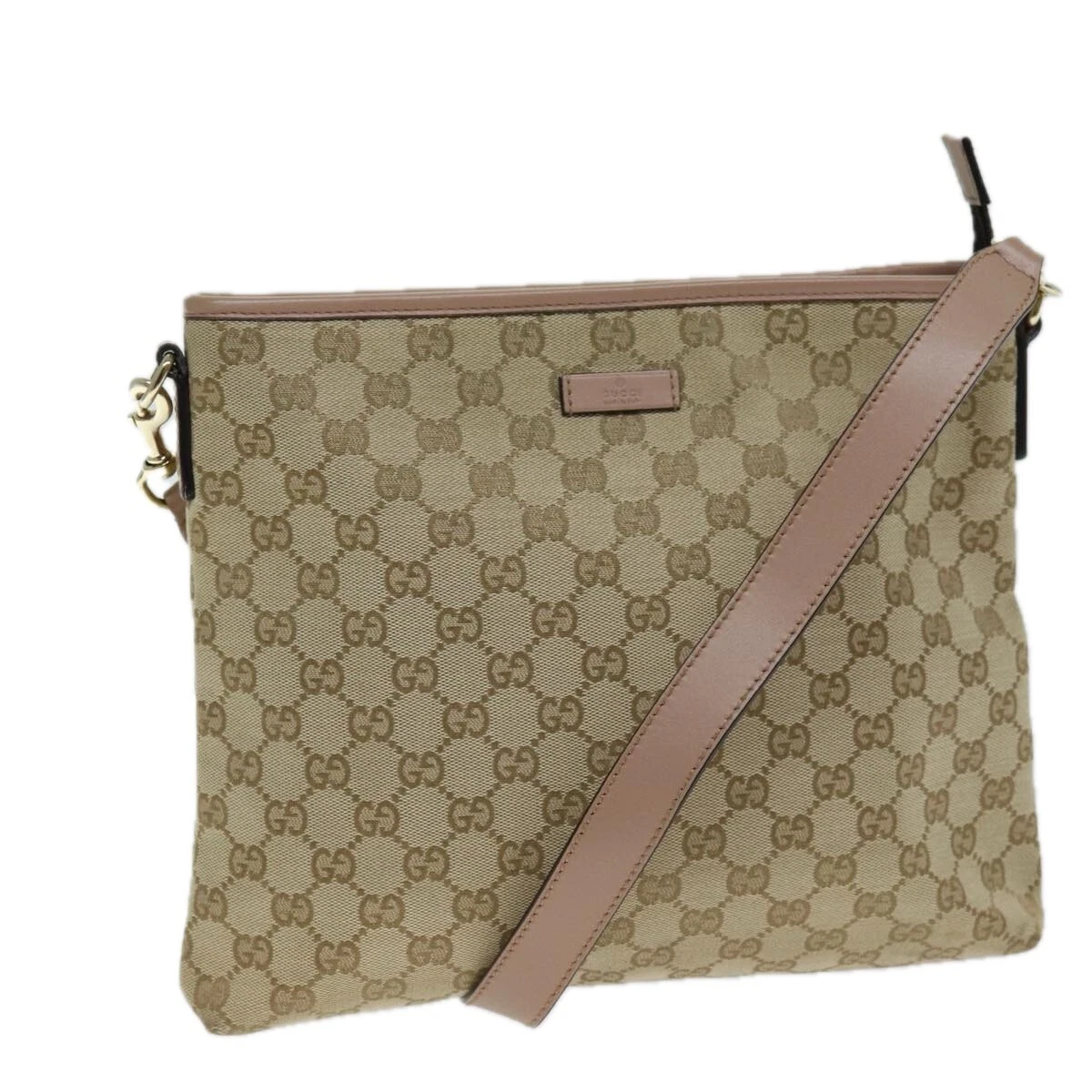 Gucci Gg Supreme Beige Canvas Shoulder Bag Authentic
