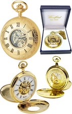 Woodford Twin-Lid Half Hunter Pocket Watch 17 Jewel Gold-Plate Free Engrave 1077