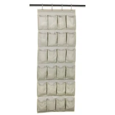 Household Essentials 24-Pocket Over The Door Shoe Organizer, Sage Green