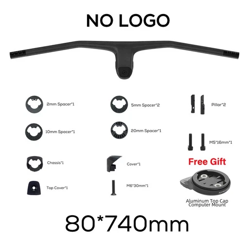 Full Carbon MTB Bicycle Integrated Cockpit Handlebar 740-780mm -20° UD Matte - Picture 44 of 48