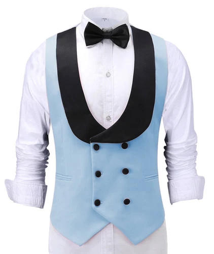 Men's Shawl Collar Vest Double Breasted Slim Prom Blazer Tops Waistcoat Waitress - Bild 1 von 42