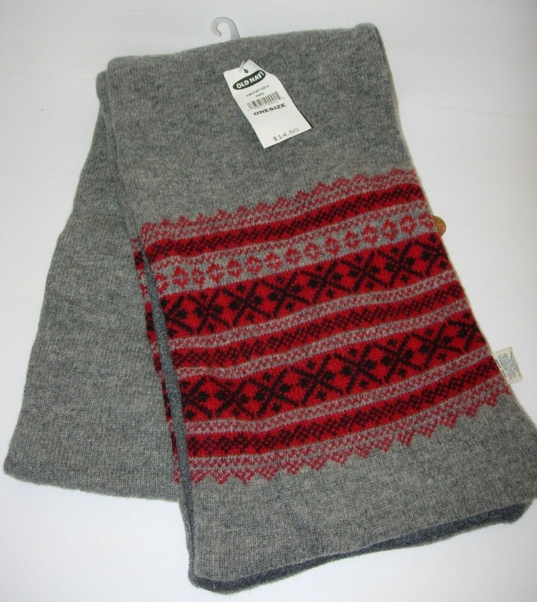 A-3 NEW WITH TAGS *MOTH HOLES* OLD NAVY WOOL POLY GRAY RED BLACK NECK
