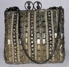 Vintage Pearl  Rhinestone Beaded Small Evening Bag DELILL  No Tag