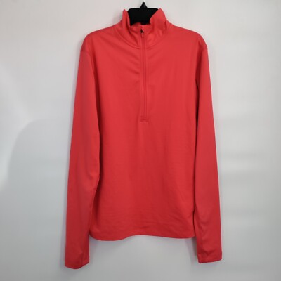 Nike Dri-Fit Half Zip Hi-Neck Knit Longsleeve Pull On Sweater Large Women Pink