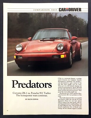 1991 Porsche 911 Turbo vs. Corvette ZR-1 Road Test Technical Data Review Article