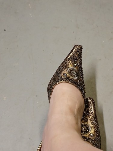 Zapatos Anne Michelle Mujer Lentejuelas Cuentas Tacones Marrón Talla 10 - Imagen 13 de 18