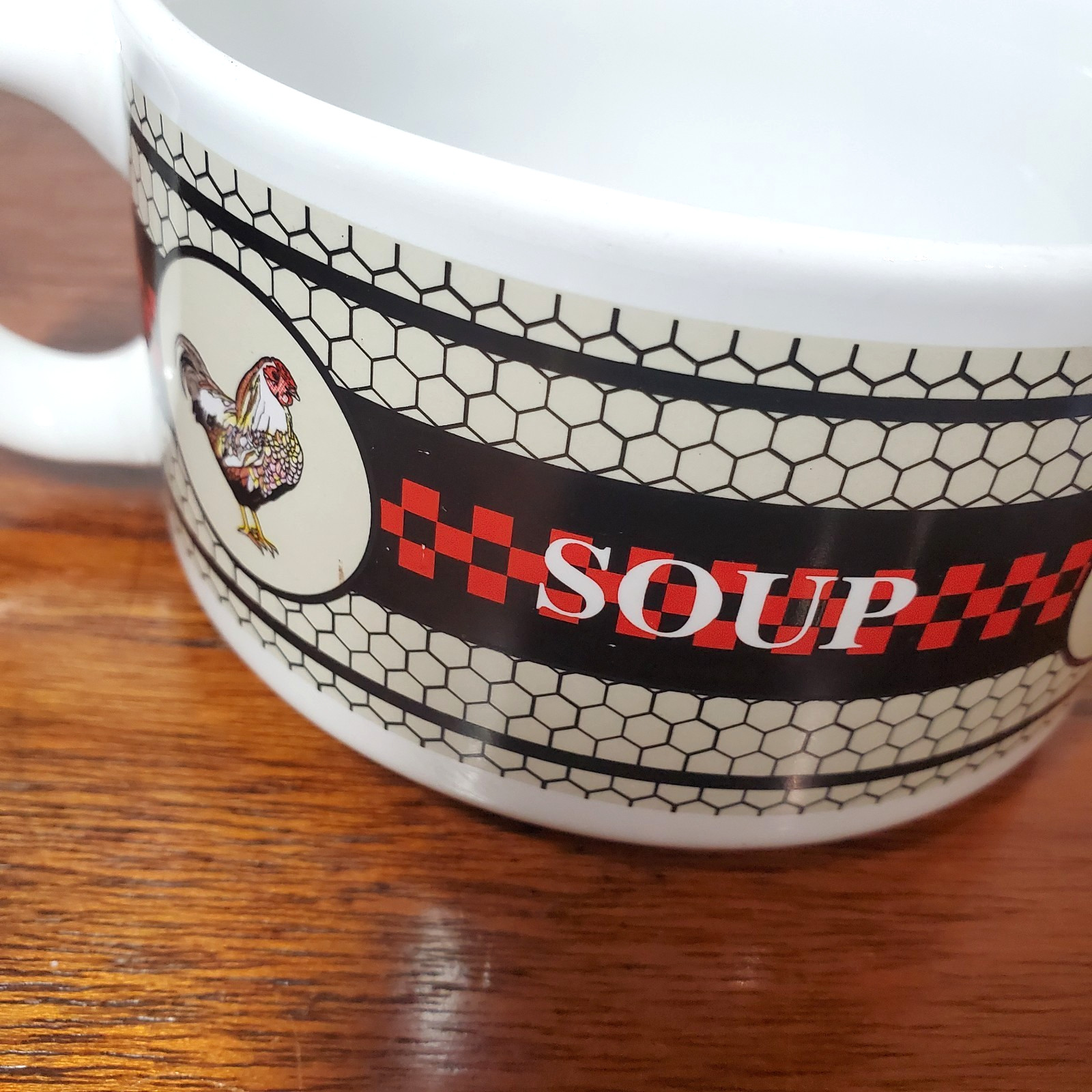 Rooster And Chicken Wire Coop Houston Harvest Soup Mug w/ salt and pepper shaker